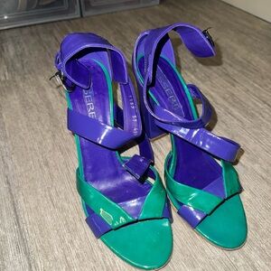 ESSERE Vibrant Purple and Green Sandals
